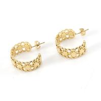 Stainless Steel Stud Earrings 304 Stainless Steel Vacuum Ion Plating for woman gold Sold By Pair