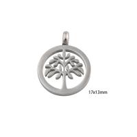 Stainless Steel Pendants, 304 Stainless Steel, Tree, Vacuum Ion Plating, DIY, silver color, 17x13x1mm, Hole:Approx 3mm, Sold By PC