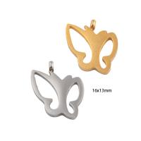 Stainless Steel Animal Pendants, 304 Stainless Steel, Butterfly, Vacuum Ion Plating, DIY, more colors for choice, 16x13x1mm, Hole:Approx 2mm, Sold By PC