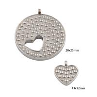 Stainless Steel Heart Pendants 304 Stainless Steel Vacuum Ion Plating 2 pieces & DIY silver color Approx 3mm Sold By Set