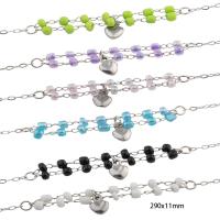 Stainless Steel Anklet 304 Stainless Steel with Seedbead Vacuum Ion Plating for woman Length Approx 29 cm Sold By PC