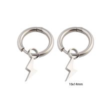 Huggie Hoop Drop Earring 304 Stainless Steel Lightning Symbol Vacuum Ion Plating for woman silver color Sold By Pair