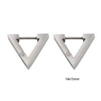 Stainless Steel Lever Terug Earring, 304 roestvrij staal, Driehoek, voor vrouw, zilver, 14x15x3mm, Verkocht door pair