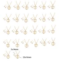 Cubic Zirconia Stainless Steel Jewelry Sets Stud Earring & necklace 304 Stainless Steel with Brass Heart Vacuum Ion Plating & micro pave cubic zirconia & for woman golden Length Approx 49.5 cm Sold By Set