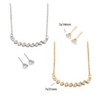 Cubic Zirconia Stainless Steel Jewelry Sets Stud Earring & necklace 304 Stainless Steel with Brass Vacuum Ion Plating micro pave cubic zirconia & for woman Length Approx 52.6 cm Sold By Set