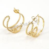 Stainless Steel Stud Earrings, 304 Stainless Steel, Vacuum Ion Plating, for woman, golden, Sold By Pair