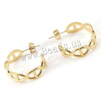 Stainless Steel Stud Earrings 304 Stainless Steel Vacuum Ion Plating for woman golden Sold By Pair