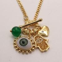 Evil Eye smykker halskæde, Messing, mode smykker & Unisex & forskellige stilarter for valg & Micro Pave cubic zirconia, nikkel, bly & cadmium fri, Solgt af PC