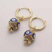 Evil Eye Earrings, Brass, fashion jewelry & different styles for choice & micro pave cubic zirconia & for woman, nickel, lead & cadmium free, Sold By Pair
