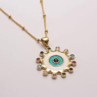 Evil Eye Jewelry Necklace, Brass, fashion jewelry & different styles for choice & micro pave cubic zirconia, nickel, lead & cadmium free, Sold By PC