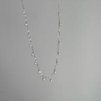 Sterling Silber Halsketten, 925 Sterling Silber, mit Natürliche kultivierte Süßwasserperlen, Modeschmuck & für Frau, keine, frei von Nickel, Blei & Kadmium, Länge:ca. 42.5 cm, verkauft von PC