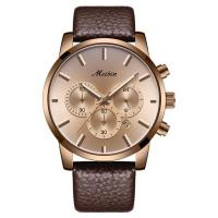 Zinc Alloy Watch Bracelet with Leather & Glass Round plated Life water resistant & Chinese movement & with single calendar & for woman 180mm Sold By PC