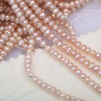 Naturales agua dulce perlas sueltas, Perlas cultivadas de agua dulce, Redondo aplanado, Bricolaje, Rosado, 3-4mm, Vendido para aproximado 38 cm Sarta