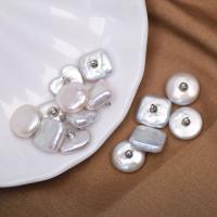 Freshwater Pearl Snap Button, Baroque, DIY & different styles for choice, white, 10-11mm, Sold By PC