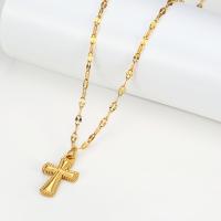Titanium Steel Necklace, Cross, Vacuum Ion Plating, fashion jewelry & for woman, golden, 19mm, Length:Approx 44-49 cm, Sold By PC