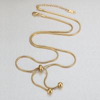 Titanium Steel Necklace, Vacuum Ion Plating, Adjustable & fashion jewelry & for woman, golden, Length:Approx 60-65 cm, Sold By PC