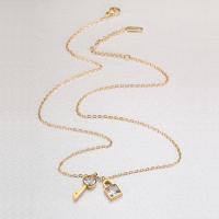 Titanstahl Halskette, Lock and Key, Modeschmuck & Micro pave Zirkonia & für Frau, goldfarben, Länge ca. 45-50 cm, verkauft von PC