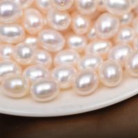 Cultured Rice Freshwater Pearl Beads, DIY & half-drilled, white, 9.5-10mm, Sold By PC