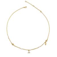Cubic Zircon Micro Pave Brass Necklace, with Freshwater Pearl, 18K gold plated, fashion jewelry & micro pave cubic zirconia & for woman, golden, Length:42.3 cm, Sold By PC