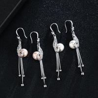 Fashion Fringe Earrings Brass with Plastic Pearl fashion jewelry & for woman & with rhinestone nickel lead & cadmium free Sold By Pair