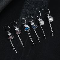 Fashion Fringe Earrings Brass fashion jewelry & for woman & with rhinestone nickel lead & cadmium free 65mm Sold By Pair