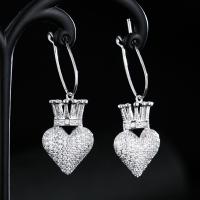 Brass Drop Earring fashion jewelry & for woman & with rhinestone nickel lead & cadmium free Sold By Pair