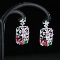 Brass Drop Earring plated fashion jewelry & for woman & with rhinestone nickel lead & cadmium free Sold By Pair