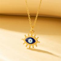 Evil Eye Jewelry Necklace, Titanium Steel, fashion jewelry & for woman & enamel, golden, Sold Per Approx 15.75 Inch Strand