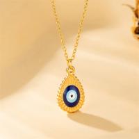 Evil Eye Smycken Collier, Titan Stål, med 1.97inch extender kedja, mode smycken & för kvinna & emalj, gyllene, Såld Per Ca 15.75 inch Strand