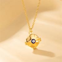 Collier Evil Eye bijoux, Acier titane, avec 1.97inch chaînes de rallonge, bijoux de mode & pour femme & émail, doré, Vendu par Environ 15.75 pouce brin
