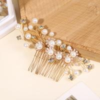 Decorative Hair Combs Zinc Alloy with Plastic Pearl & Brass fashion jewelry & for woman & with rhinestone golden nickel lead & cadmium free Sold By PC