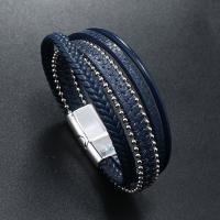 Bracelets cordon PU, cuir PU, avec alliage de zinc, Vintage & pour homme, plus de couleurs à choisir, 25mm, Longueur:Environ 21 cm, Vendu par PC