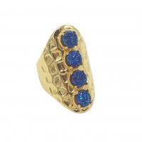 Brass δάχτυλο του δακτυλίου, Ορείχαλκος, με Ice Quartz Agate, χρώμα επίχρυσο, κοσμήματα μόδας & για τη γυναίκα, περισσότερα χρώματα για την επιλογή, 6x6mm, Μέγεθος:7, Sold Με PC