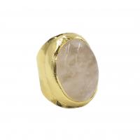 Messing Fingerring, mit Naturstein, goldfarben plattiert, Modeschmuck & für Frau, keine, frei von Nickel, Blei & Kadmium, 18x25mm, Größe:7, verkauft von PC