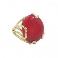 Brass Finger Ring with Coral gold color plated & fashion jewelry & for woman nickel lead & cadmium free US Ring Sold By PC
