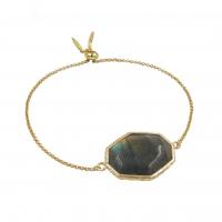 Brass Bracelet & Bangle, with Labradorite, gold color plated, fashion jewelry & adjustable & for woman, nickel, lead & cadmium free, 24x37mm, Inner Diameter:Approx 57mm, Sold By PC