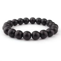 Gemstone Bracelets, Abrazine Stone, Unisex, black, 8mm, Length:Approx 20 cm, Sold By PC