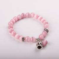 Cats Eye Bracelets with Zinc Alloy for woman pink Length Approx 20 cm Sold By PC