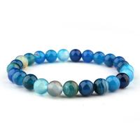 Ágata jóias pulseira, ágata, unissex, azul, 8mm, comprimento Aprox 18 cm, vendido por PC
