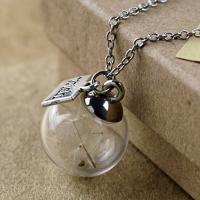 Zinc Alloy Jewelry Necklace with Night-Light Stone & Glass with 5CM extender chain silver color plated Unisex Length Approx 45 cm Sold By PC