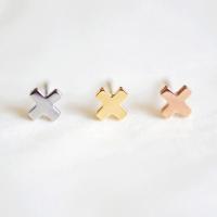 Stainless Steel Stud Earrings, 316 Stainless Steel, Cross, plated, for woman, 4x4mm, Sold By Pair