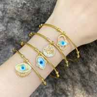 Evil Eye Jewelry Bracelet, Brass, plated, fashion jewelry & micro pave cubic zirconia, more colors for choice, nickel, lead & cadmium free, Inner Diameter:Approx 68mm, Sold By PC