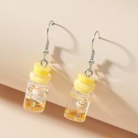 Zinc Alloy Drop Earrings with Resin Bottle plated fashion jewelry & for woman yellow nickel lead & cadmium free Sold By Pair