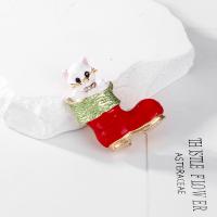 Christmas Brooches Zinc Alloy Christmas Sock Christmas Design & for woman & enamel nickel lead & cadmium free Sold By PC