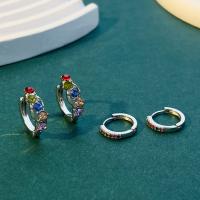 النحاس Leverback حلق, مجوهرات الموضة & أنماط مختلفة للاختيار & للمرأة & مع حجر الراين, الألوان المختلطة, النيكل والرصاص والكادميوم الحرة, تباع بواسطة زوج