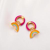 Zinc Alloy Drop Earrings Rainbow plated fashion jewelry & for woman & enamel nickel lead & cadmium free Sold By Pair