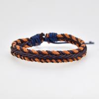 Chain Woven Bracelets, Cotton Fabric, with Leather & Cotton Thread, handmade, fashion jewelry & for woman, more colors for choice, Length:Approx 16-18 cm, Sold By PC