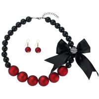 Resin Jewelry Sets with Cloth & Zinc Alloy plated for woman Length Approx 46 cm Sold By PC