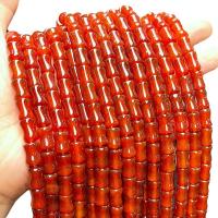 Grânulos de ágata vermelha natural, Ágata vermelha, Bamboo, polido, DIY, 12x8mm, Aprox 31PCs/Strand, vendido por Strand