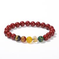 Cinnabar Bracelet, with Natural Stone, Unisex & different styles for choice, 8mm, Length:Approx 7 Inch, Sold By PC